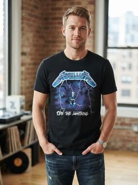 Metallica Ride The Lightning Band Tour Graphic Tee Shirt Black Size Large